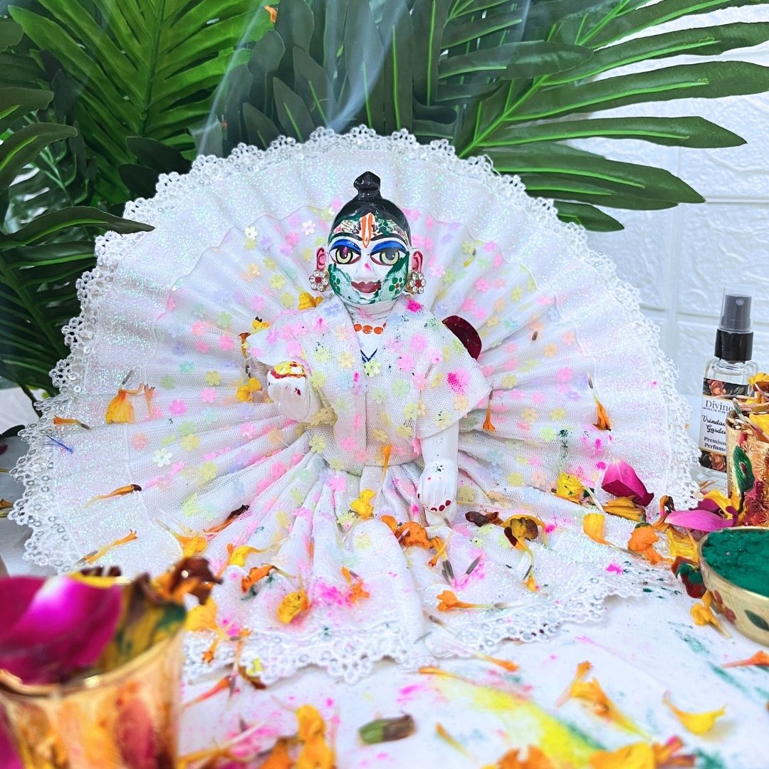 Exclusive Pristine White Floral Laddu Gopal Ji Poshak SP-H33