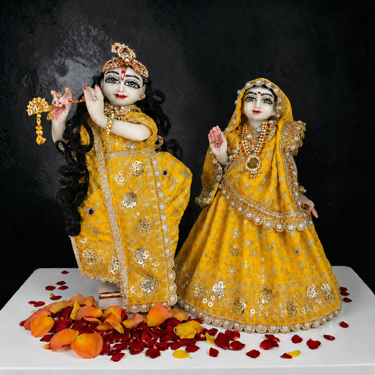 Premium Small Radha Krishna Ji Velvet-Touch Sequin Poshak Set SP-I14