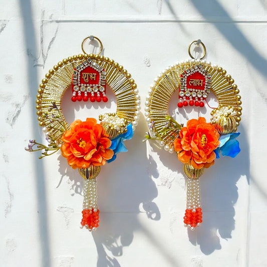 Shubh Labh Floral Pearl Wall Hanging SP-DW03