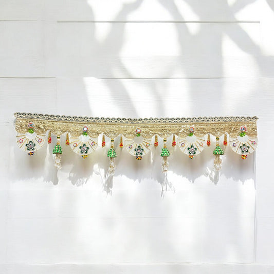 Royal Cream Golden Beaded Toran with Multicolor Hangings SP-T04