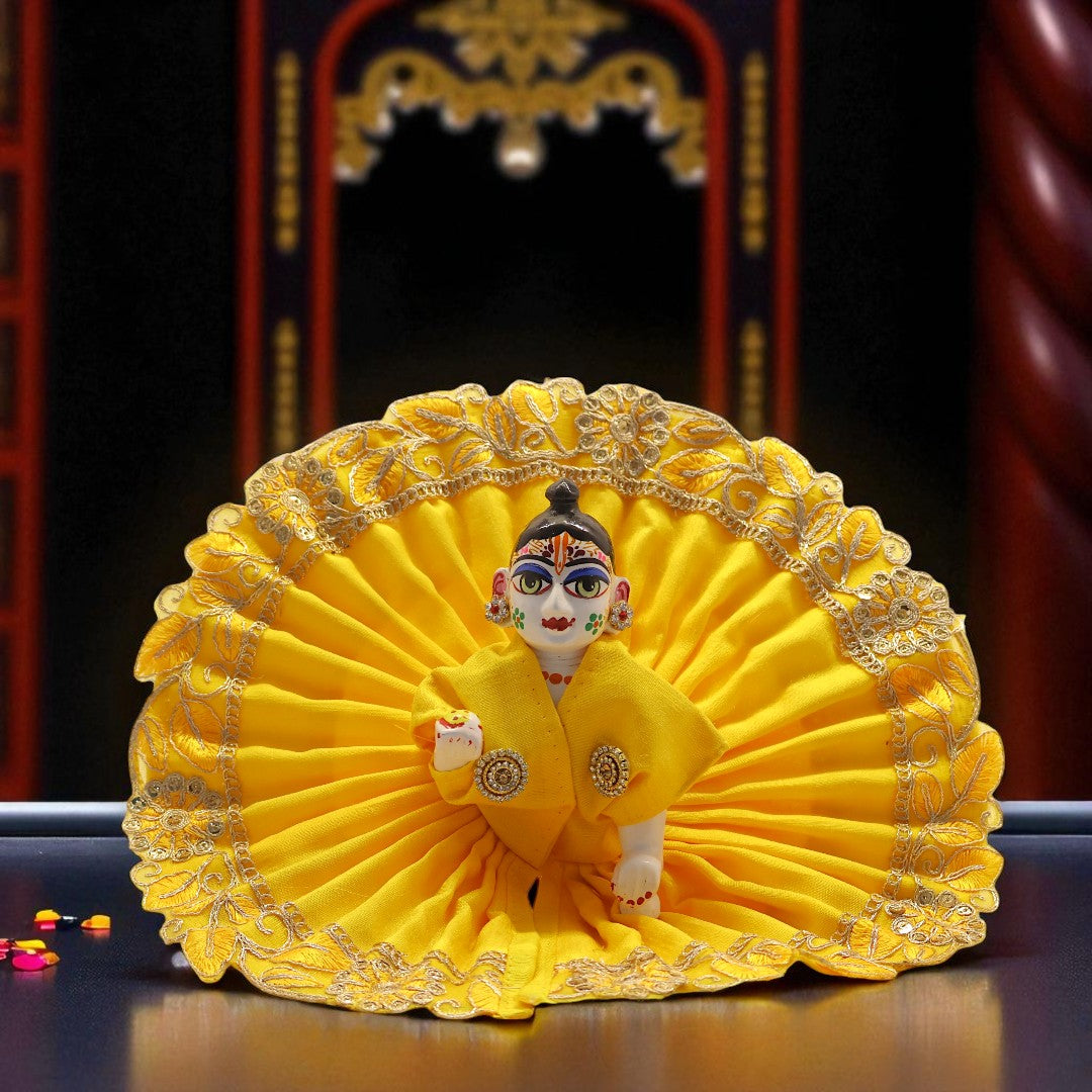 Designer Poshak with Floral Embroidered Border for Laddu Gopal Ji SP-G72