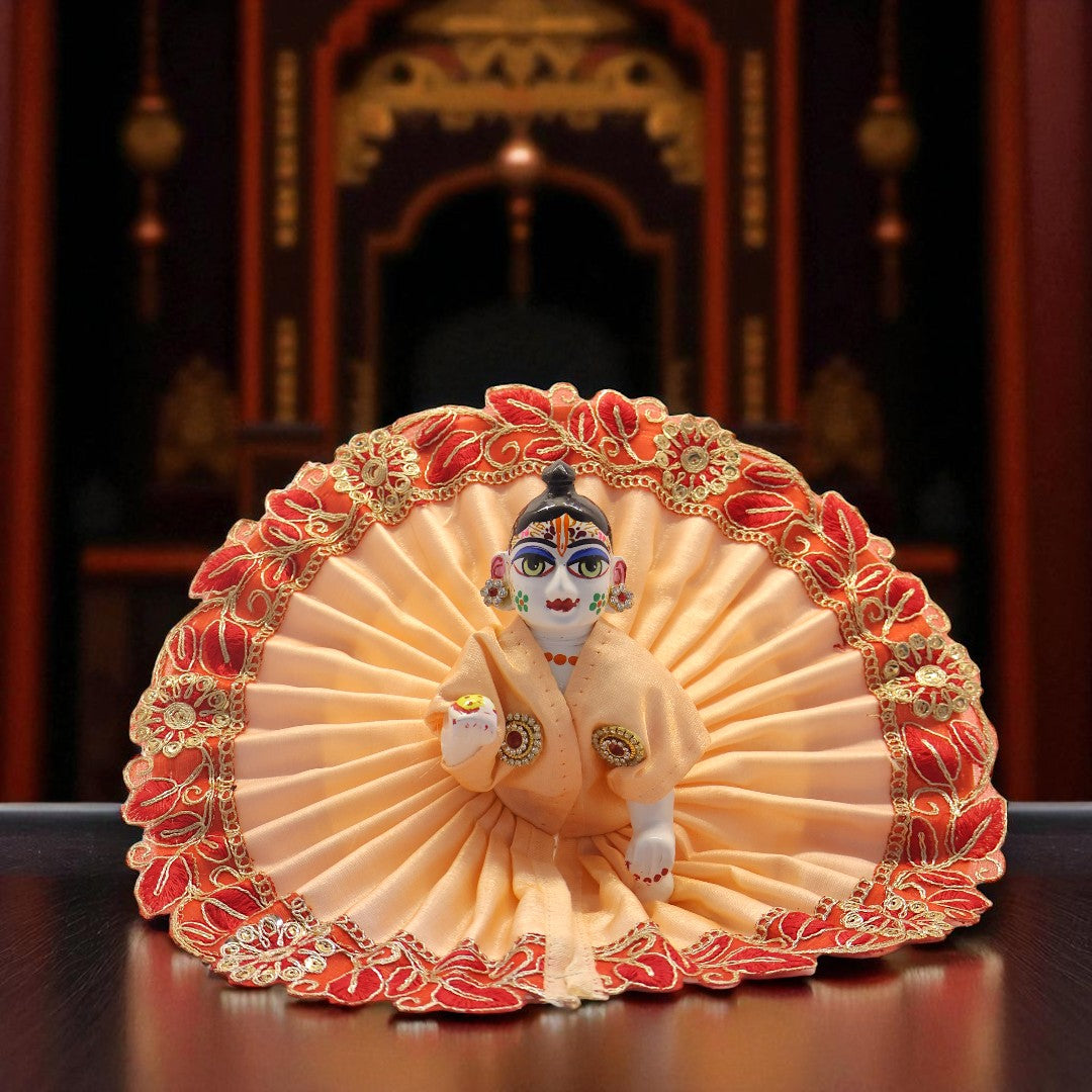 Designer Poshak with Floral Embroidered Border for Laddu Gopal Ji SP-G72