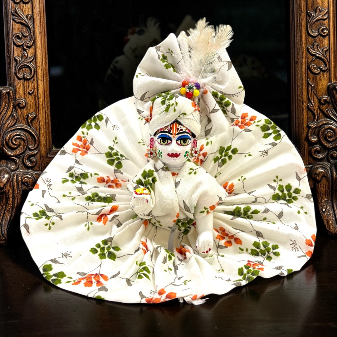 Summer Special Designer Floral Laddu Gopal Ji Poshak with Matching Pagree SP-H83 – Pure Breathable Cotton