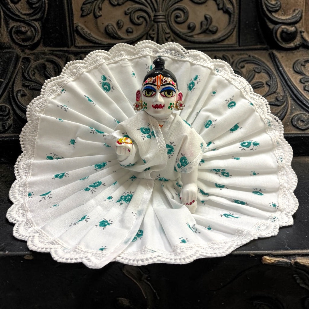 Premium White Lace "Bina Astar" Laddu Gopal Ji Poshak 2898