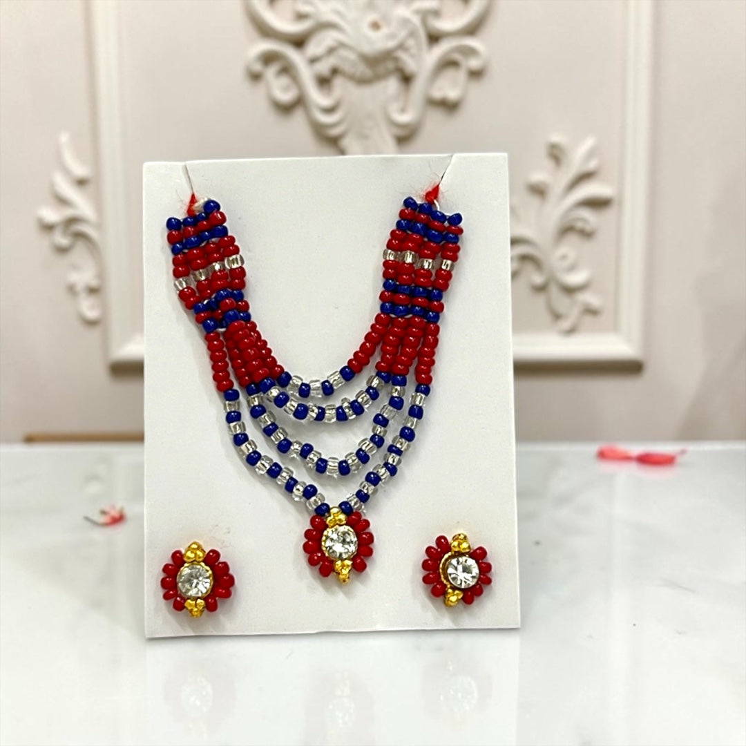 Premium Pearl & Stone Studded Laddu Gopal Ji Kundal Maala Heavy Shringar Set SPC-625