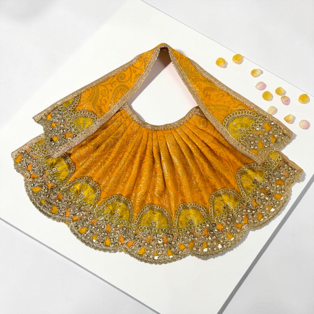 Heavy Royal Gold-Zari Cutwork Lehenga Patka Poshak for Mata Rani SP-I37