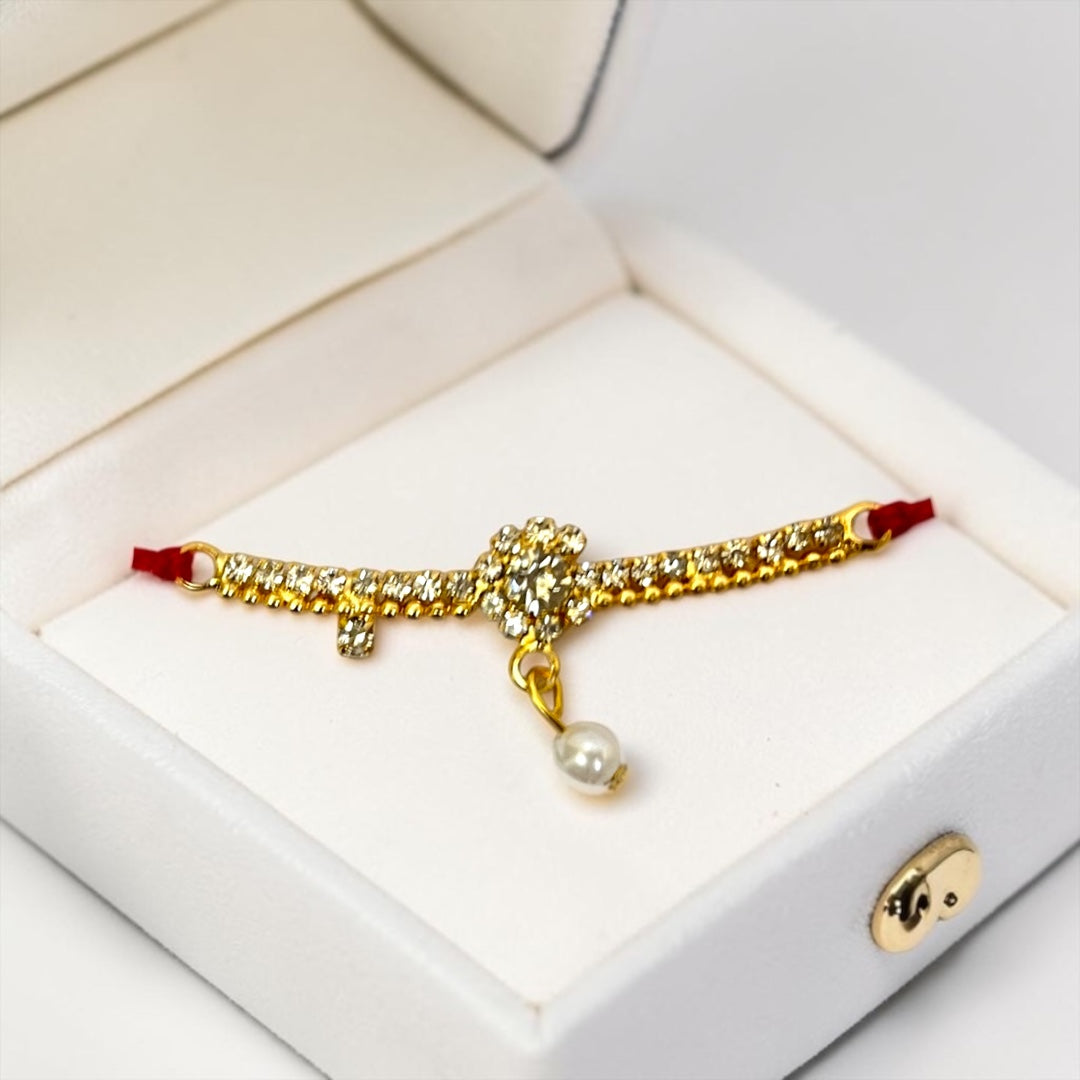 Royal Floral Crystal & Pearl Drop Laddu Gopal Kamarbandh (2.2 Inch) SPC-714
