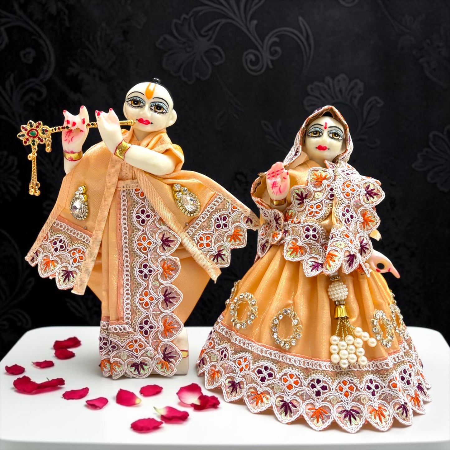 Premium Radha Krishna Dress Set SP-I39 – Heavy Scalloped Embroidery Poshak for Jugal Sarkar