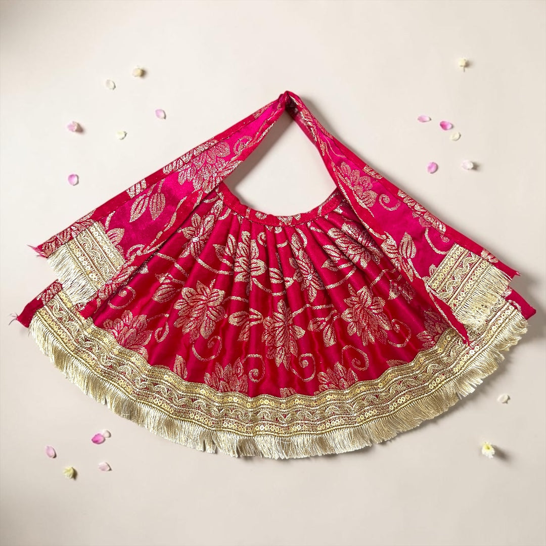 Shri Poshak Premium Brocade Lehnga Patka (SP-133) – Heavy Gota Border Deity Poshak
