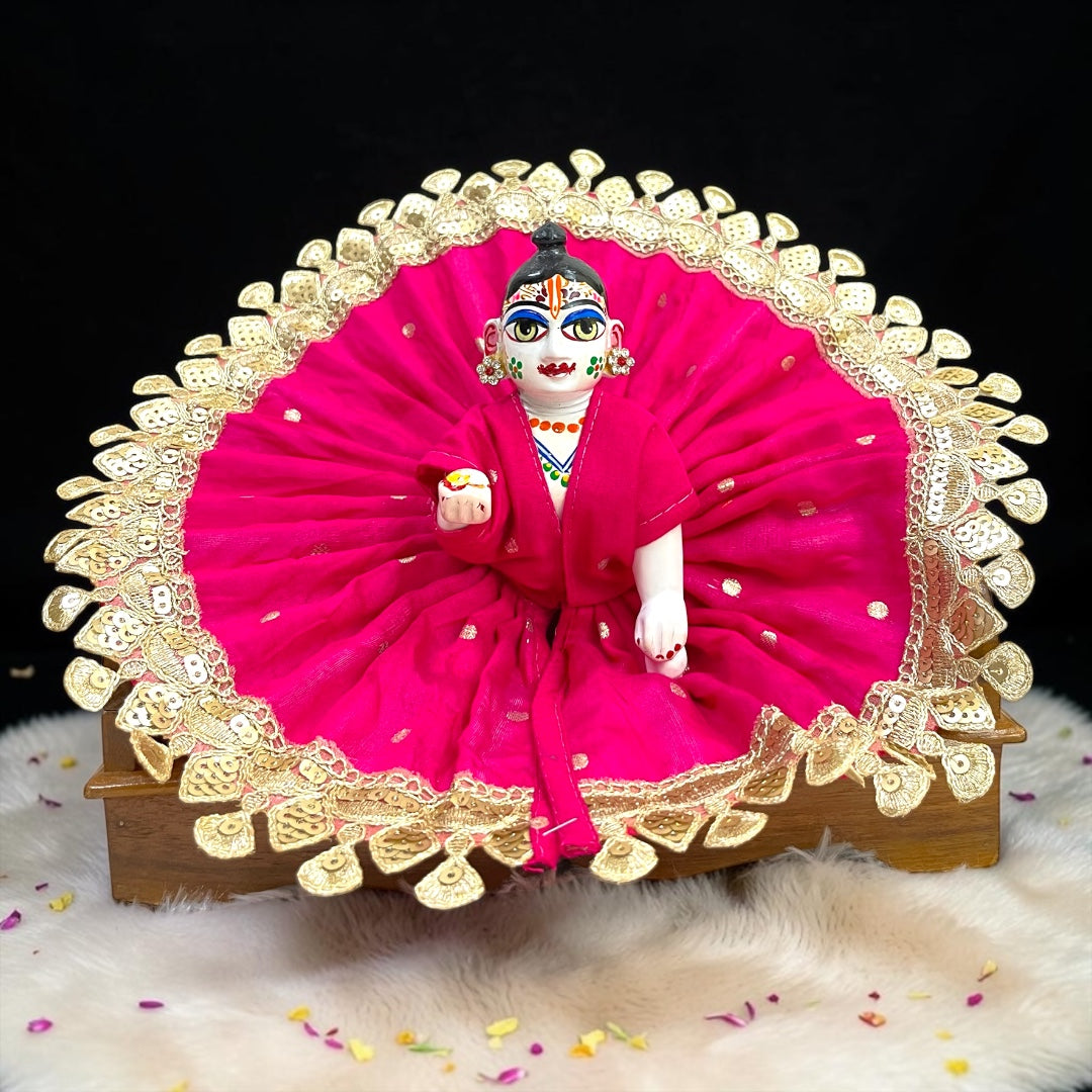 Premium Royal Chanderi Laddu Gopal Ji Poshak (SP-I53) – Designer Heavy Gota Patti Work Laddu Gopal Ji Poshak