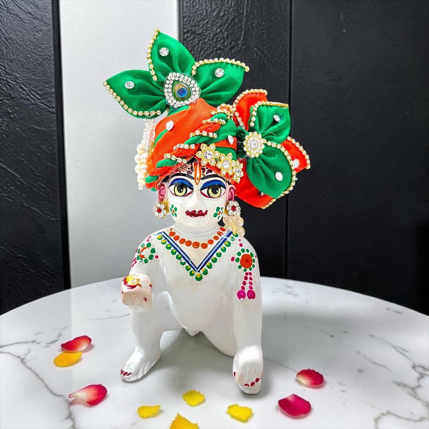 Shri Poshak Royal Designer Laddu Gopal Ji Pagree (Model: SP-J01) | Premium Heavy Stone & Mor Pankh Mukut for Kanha Ji