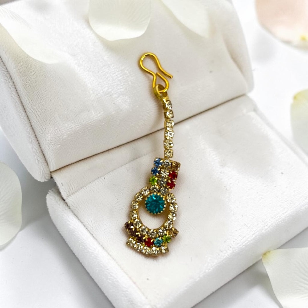Royal Handcrafted High-Sparkle Zerkin Shringar Maangtika (2" / SPC-683) for Radha Rani & Mata Rani Idols