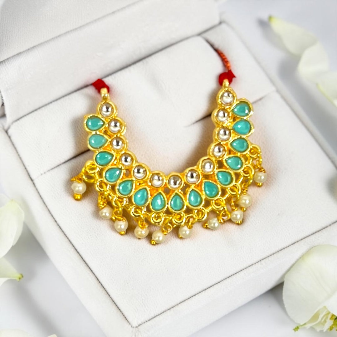 Shri Poshak Royal Kundan Hasli Shringar Haar SPC-735 with Pearl Latkans for Laddu Gopal Ji