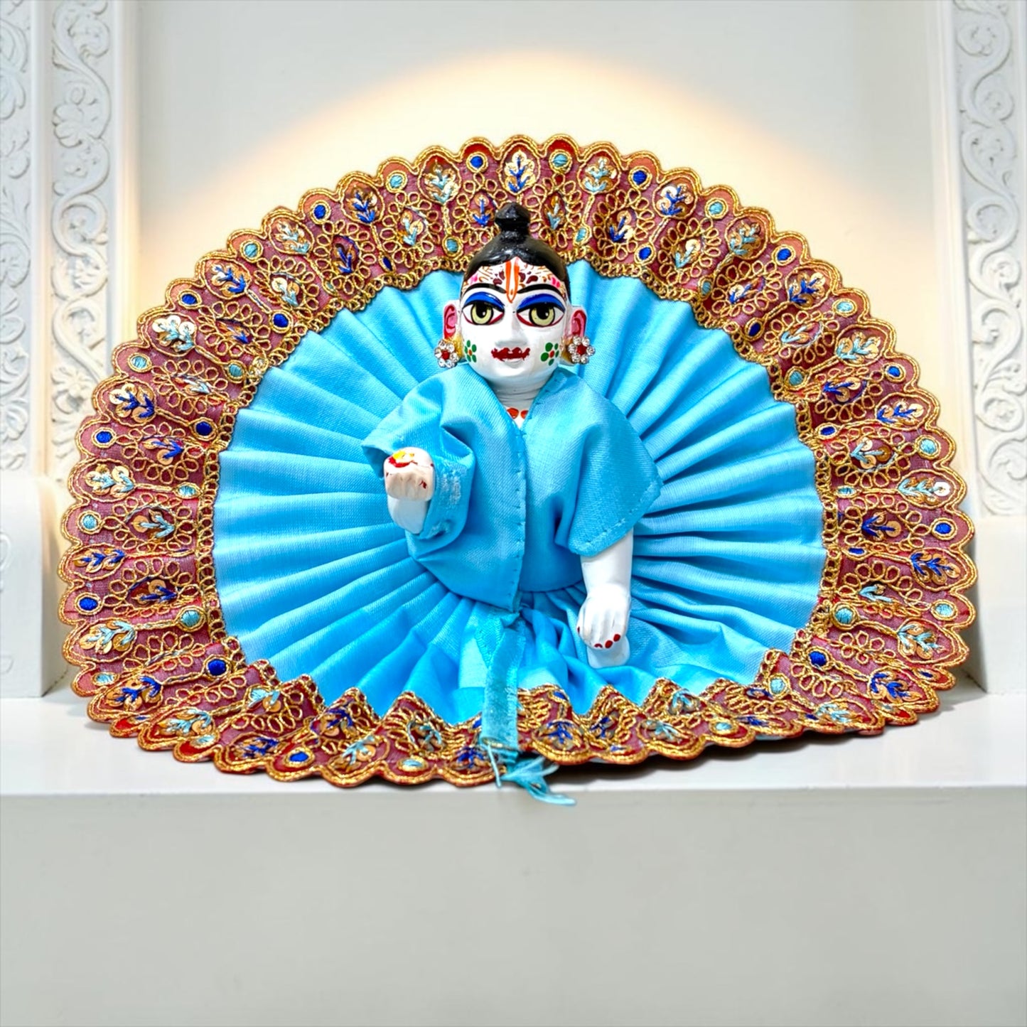 Shri Poshak Premium Designer Laddu Gopal Ji Poshak (Model: SP-I75) – Royal Vibrant Colors with Intricate Gold Embroidered Border