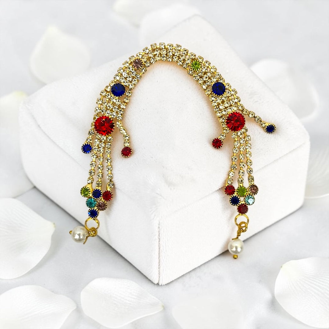 Royal Multi-Color Stone & Zerkin Tasselled Patka / Dupatta for Laddu Gopal & Deity Idols SPC-647
