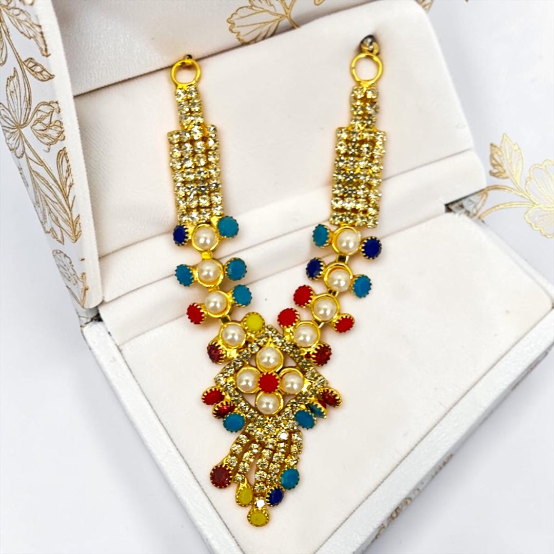 Shri Poshak Royal Multi-Row Zerkin & Pearl Medallion Tassel Haar for Laddu Gopal & Deity Idols – SPC-767