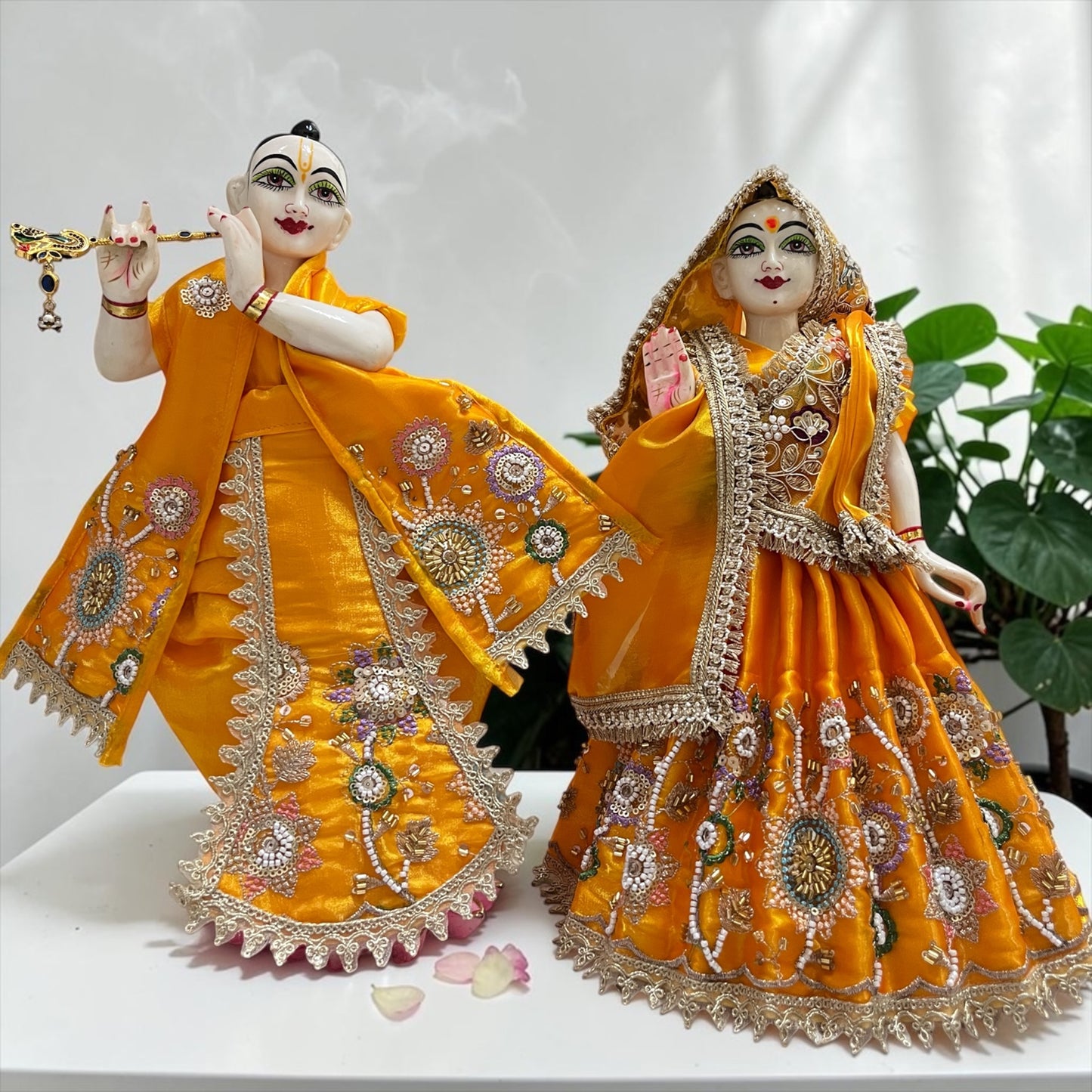 Radha Krishna Designer Poshak Set (SP-183) – Intricate Cutwork Lehenga & Dhoti Set with Pearl Embroidery