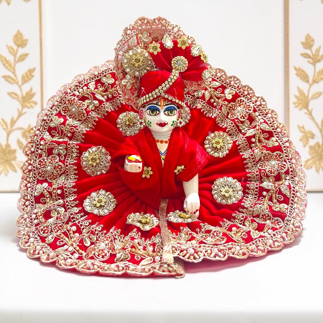 Janmashtami Special Premium Designer Laddu Gopal Ji Poshak with Matching Pagdi & Heavy Zari Border SP-186
