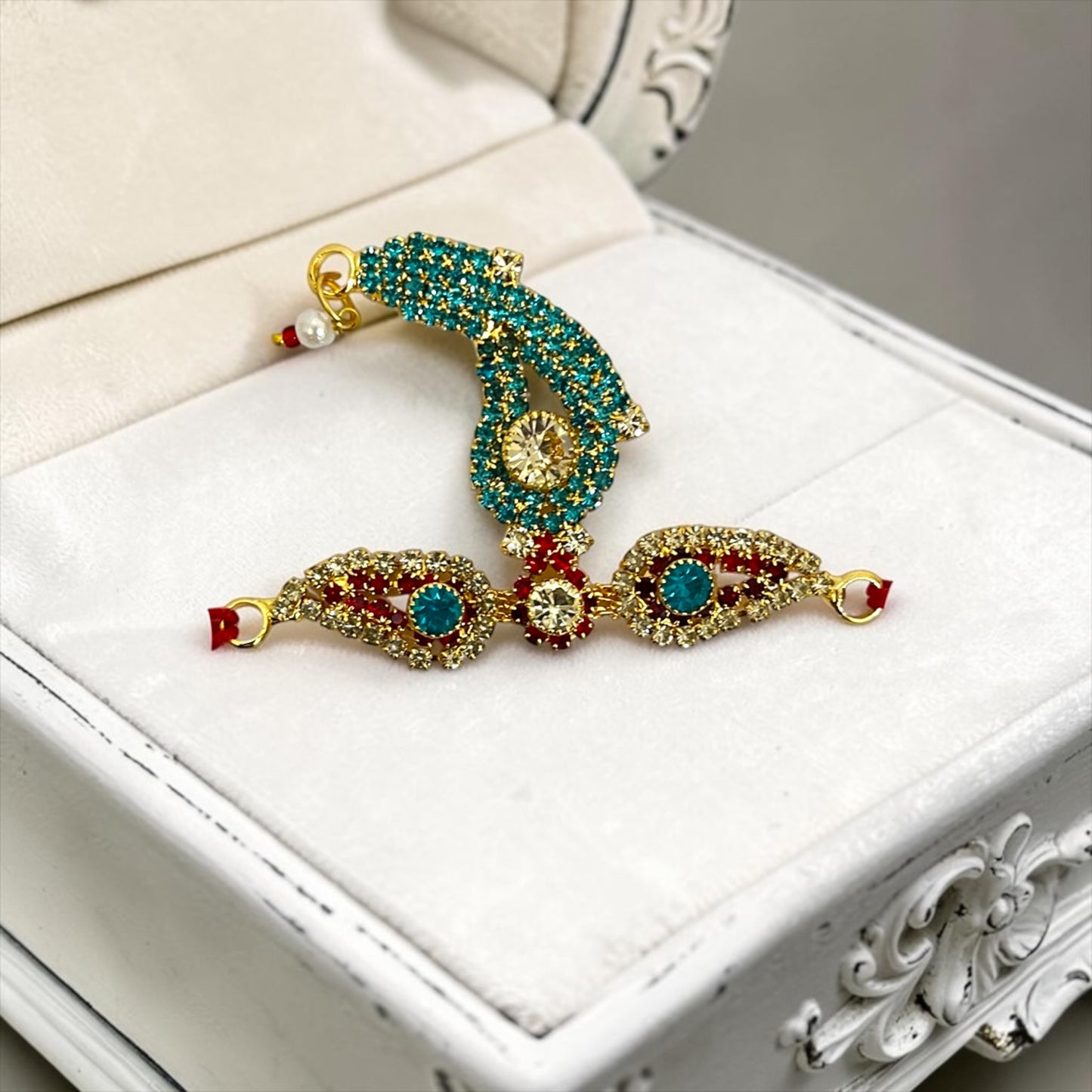 Shri Poshak Designer Royal Stone Chandrika / Tilak Mukut Ornament (SPC-805) – 2.5 Inch All Divine Idols