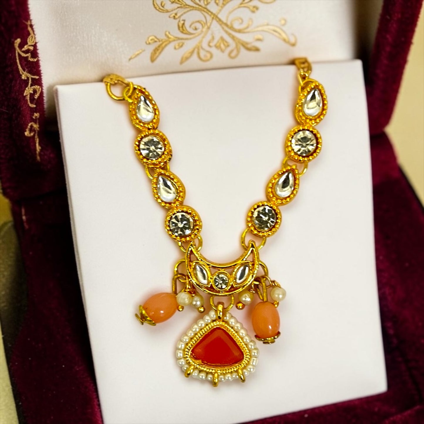 Crescent Moon Kundan & Stone Mala Necklace for Laddu Gopal Ji SPC-778