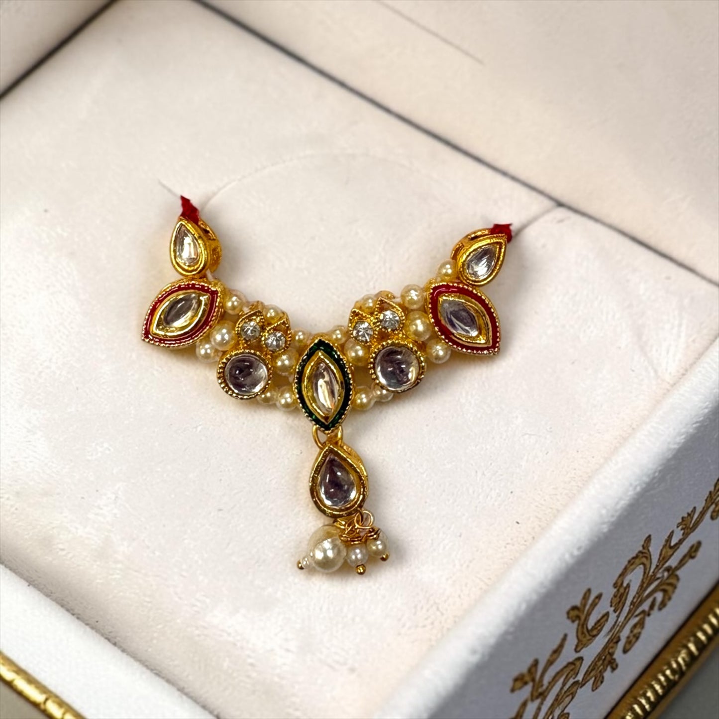 Royal Meenakari Kundan & Pearl-Drop Haar for Deities SPC-813