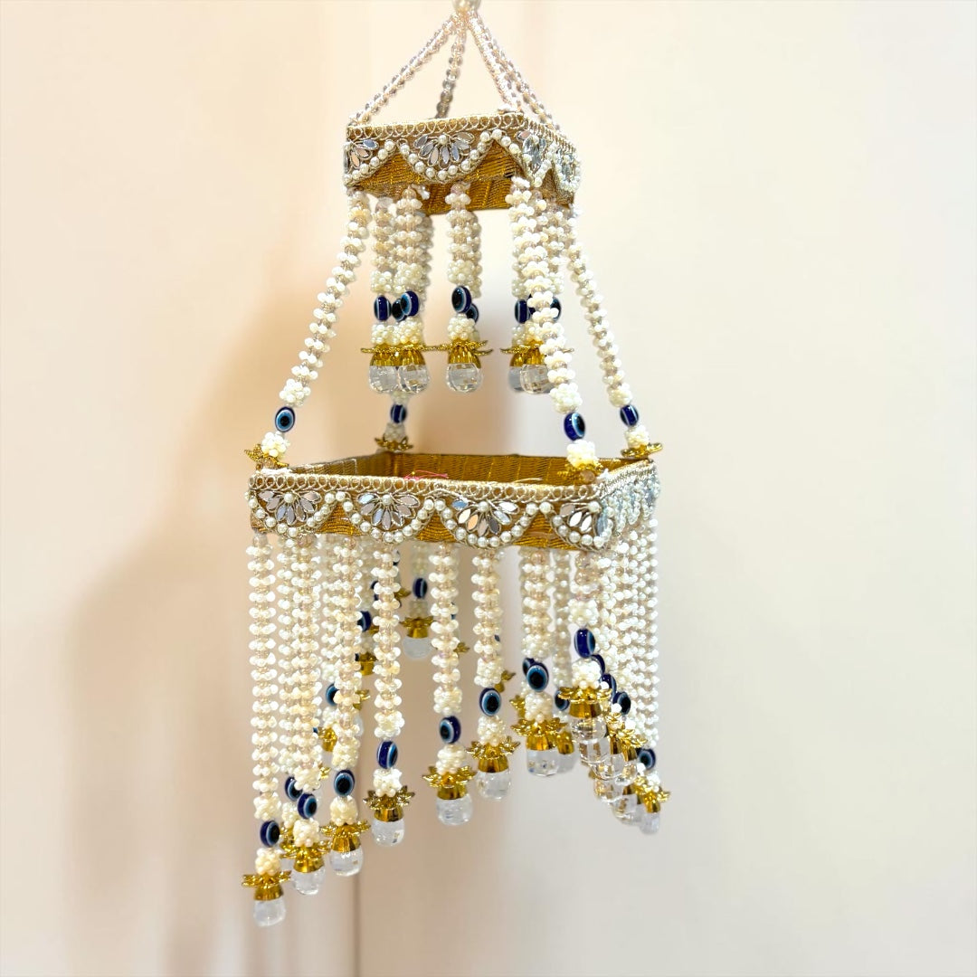 ✨ Royal Evil Eye Chandelier Hanging with Pearl & Crystal Drop (Code: SP-DH2)