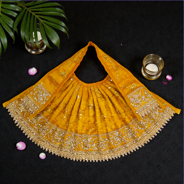 Navratri Special : Premium Golden Zari Lace Lehenga Patka SP-H27