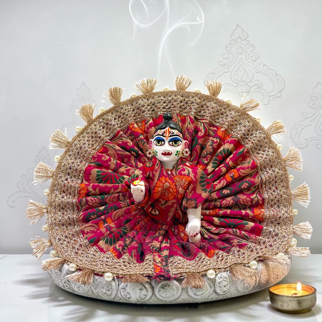 Royal Banarasi Fabric with Golden Tassle Lace Laddu Gopal Ji Poshak SP-I28