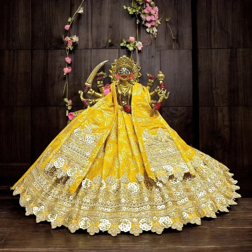 Mata Rani chunri SP-F56 with zari border for Navratri shringar - Shri Poshak, Mathura