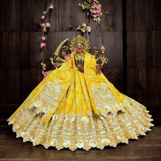 Mata Rani chunri SP-F56 with zari border for Navratri shringar - Shri Poshak, Mathura