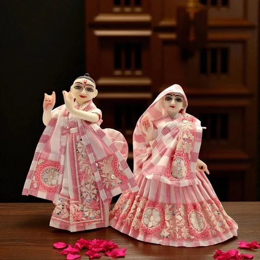 Radha Krishna Ji poshak set SP-G20 with full shringar for Radha Ashtami - Shri Poshak, Mathura