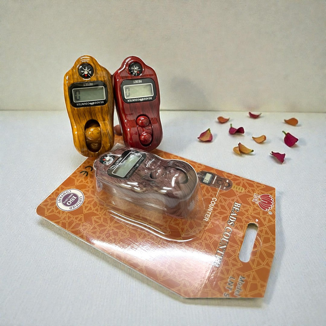 Digital Wooden-Finish Chanting Counter with Integrated Compass