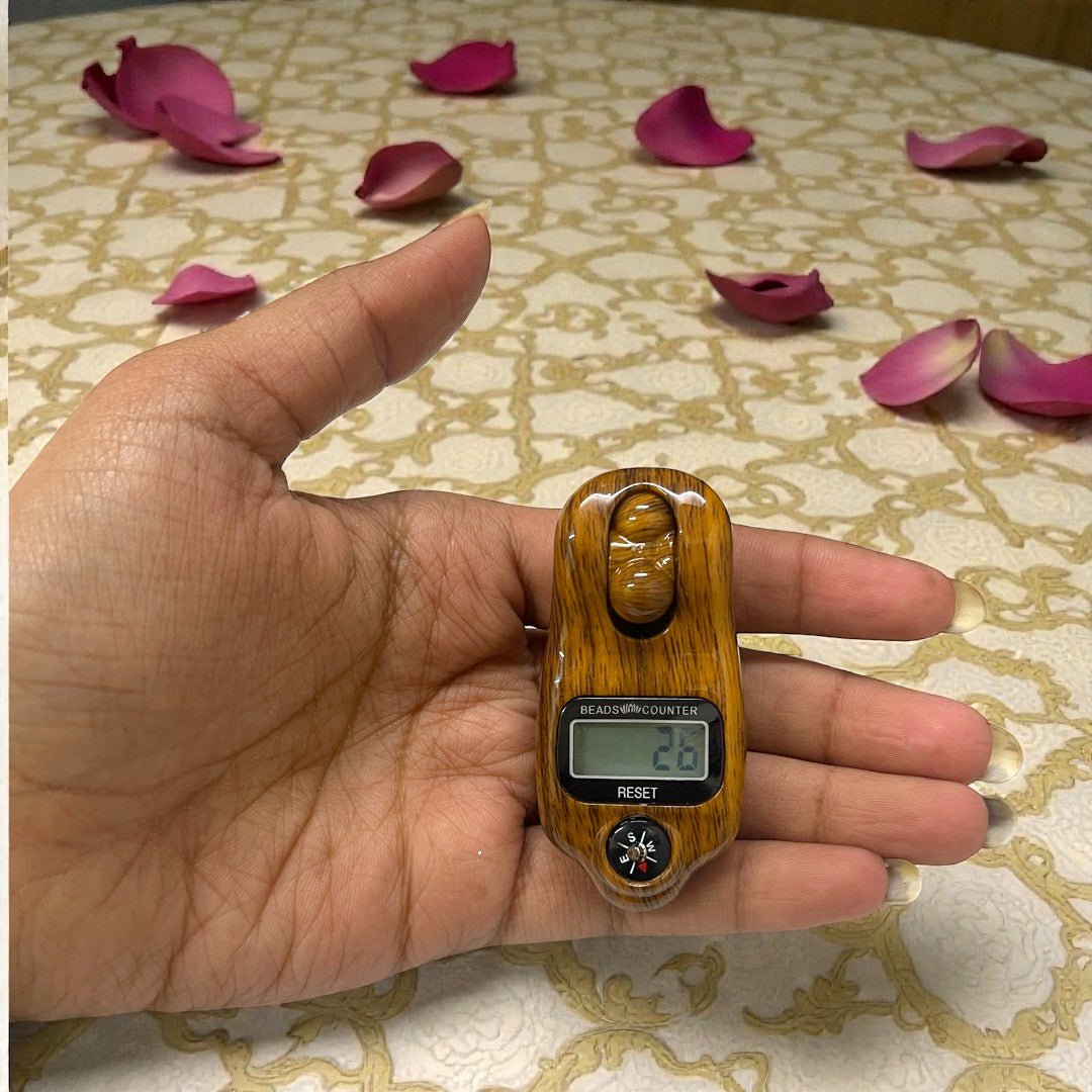 Digital Wooden-Finish Chanting Counter with Integrated Compass