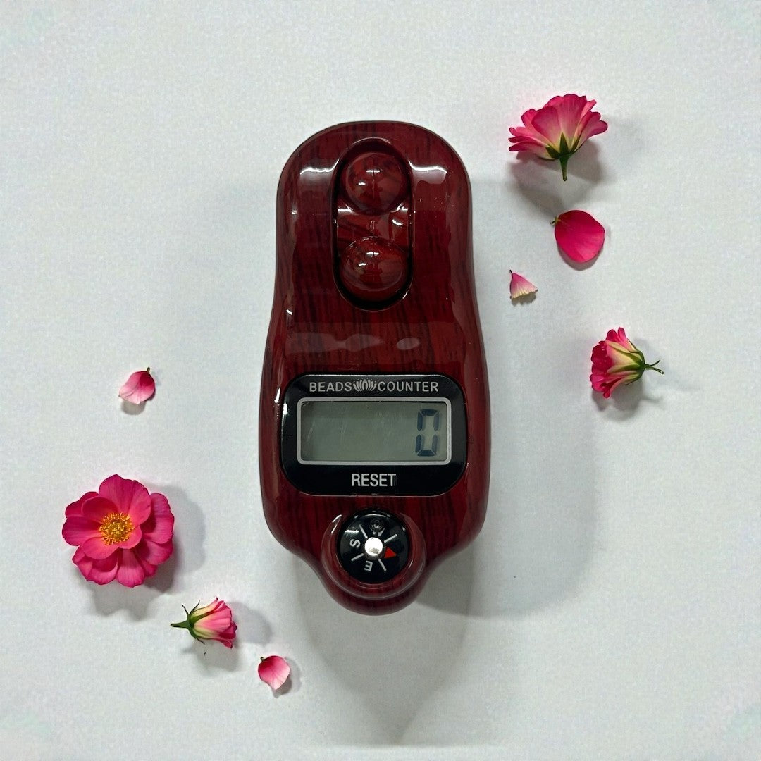 Digital Wooden-Finish Chanting Counter with Integrated Compass