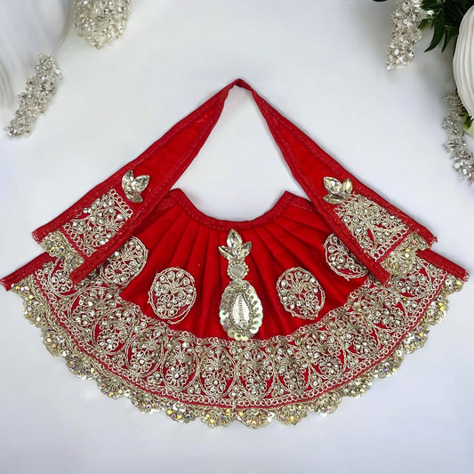 Scarlet Silk Red Zardosi Lehnga Patka Set SP-H29