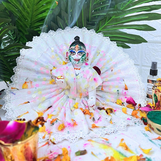 Exclusive Pristine White Floral Laddu Gopal Ji Poshak SP-H33