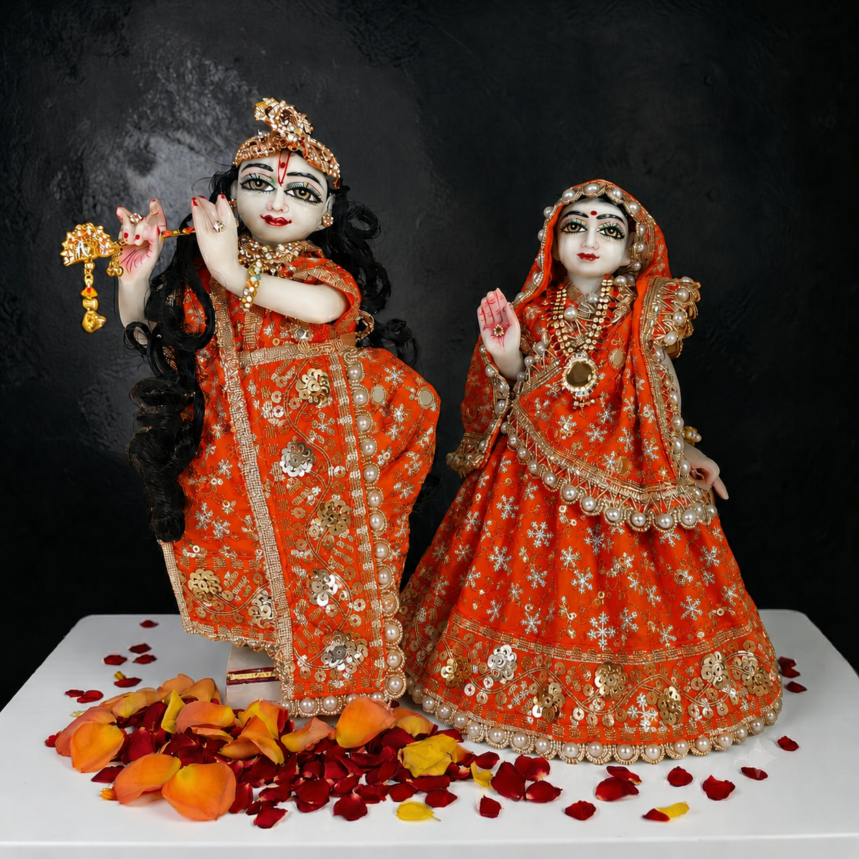 Premium Small Radha Krishna Ji Velvet-Touch Sequin Poshak Set SP-I14