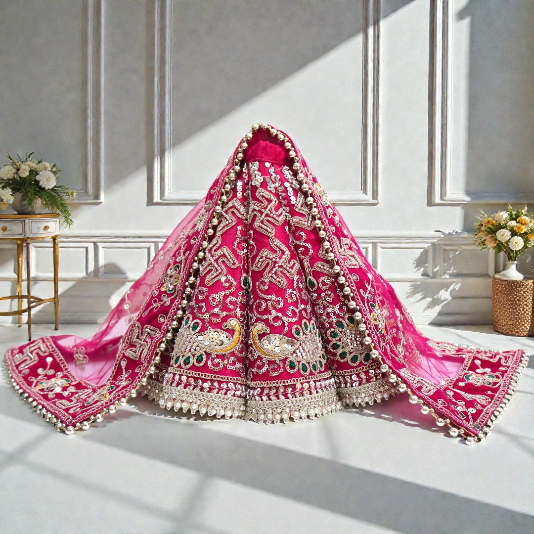 🌟 The Peacock Motif Bridal Style Can-Can Lehenga Choli SP-I07 Durga Set 🌟