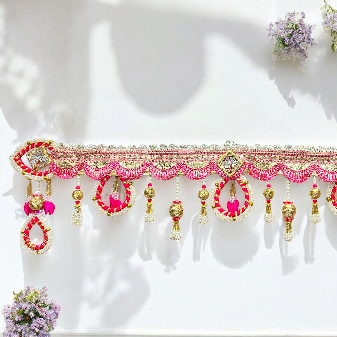 Pearl Cascade" Pink Bridal Toran (Door Hanging) - SP-T20 🎀