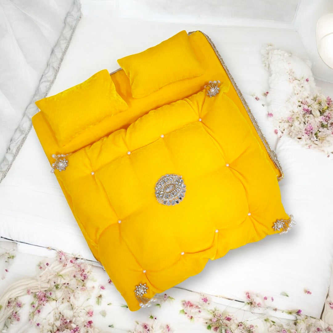 Royal Plush Winter Bedding Set for Laddu Gopal (Gadda, Kambal & Pillows) - SP-H24