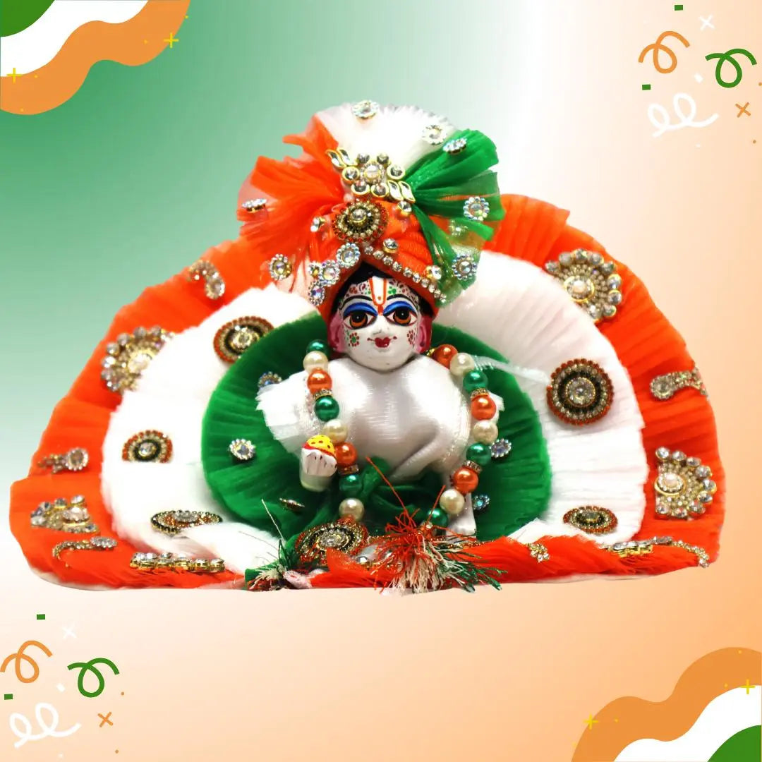 LADDU GOPAL JI POSHAK AND PAGREE TIRANGA COMBO SP-D41 Shriposhak.in