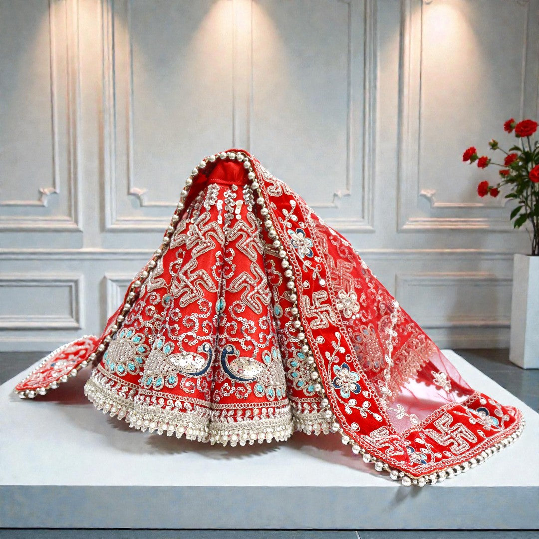 🌟 The Peacock Motif Bridal Style Can-Can Lehenga Choli SP-I07 Durga Set 🌟