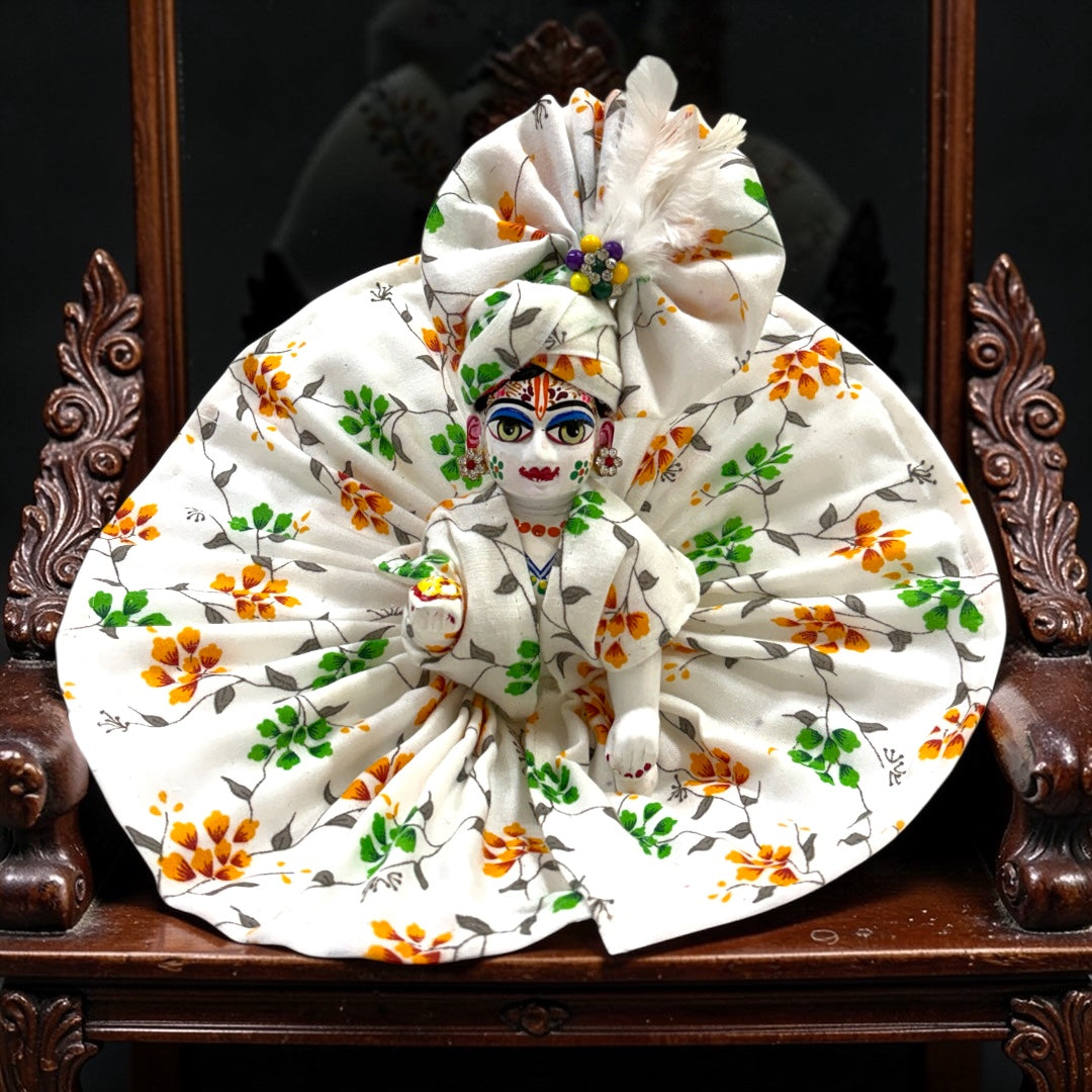Summer Special Designer Floral Laddu Gopal Ji Poshak with Matching Pagree SP-H83 – Pure Breathable Cotton