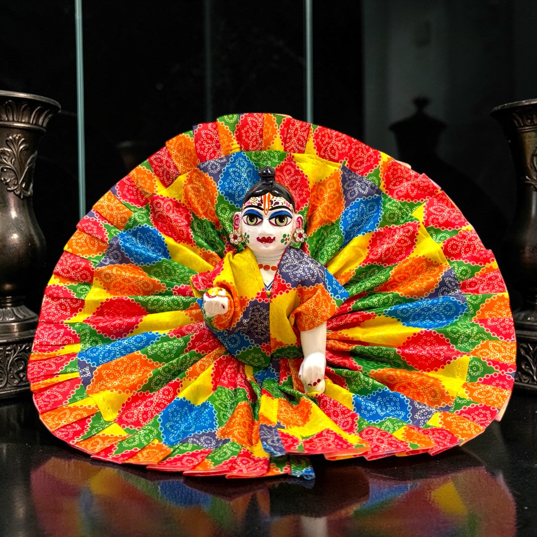 Premium Multicolor Bandhej Print Laddu Gopal Ji Poshak SP-H85