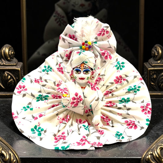 Summer Special Designer Floral Laddu Gopal Ji Poshak with Matching Pagree SP-H83 – Pure Breathable Cotton