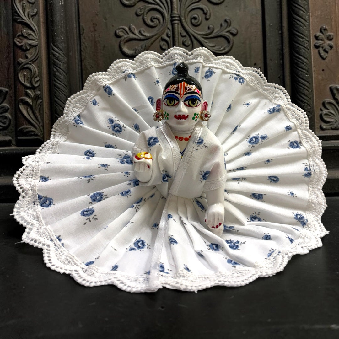 Premium White Lace "Bina Astar" Laddu Gopal Ji Poshak 2898