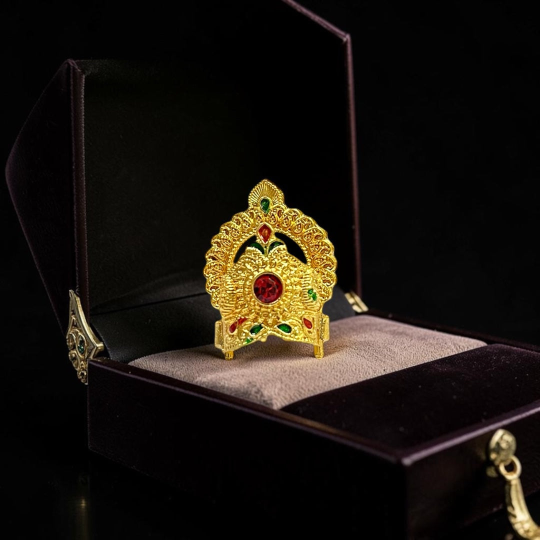 Premium Gold-Plated Designer Mukut (Crown) for Deity Idols – Code M 102