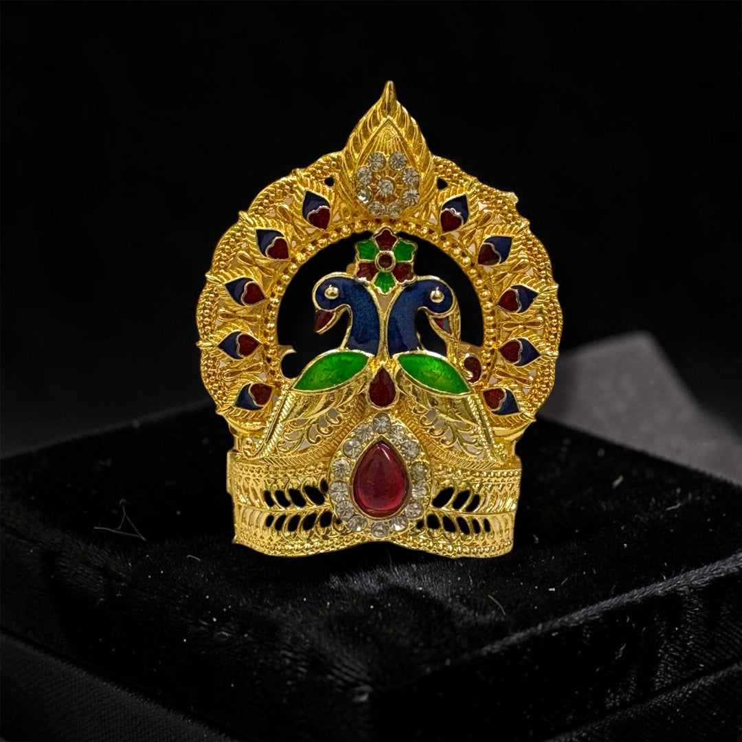 Premium Peacock Metal Mukut - Code M-105 | Royal Deity Shringar