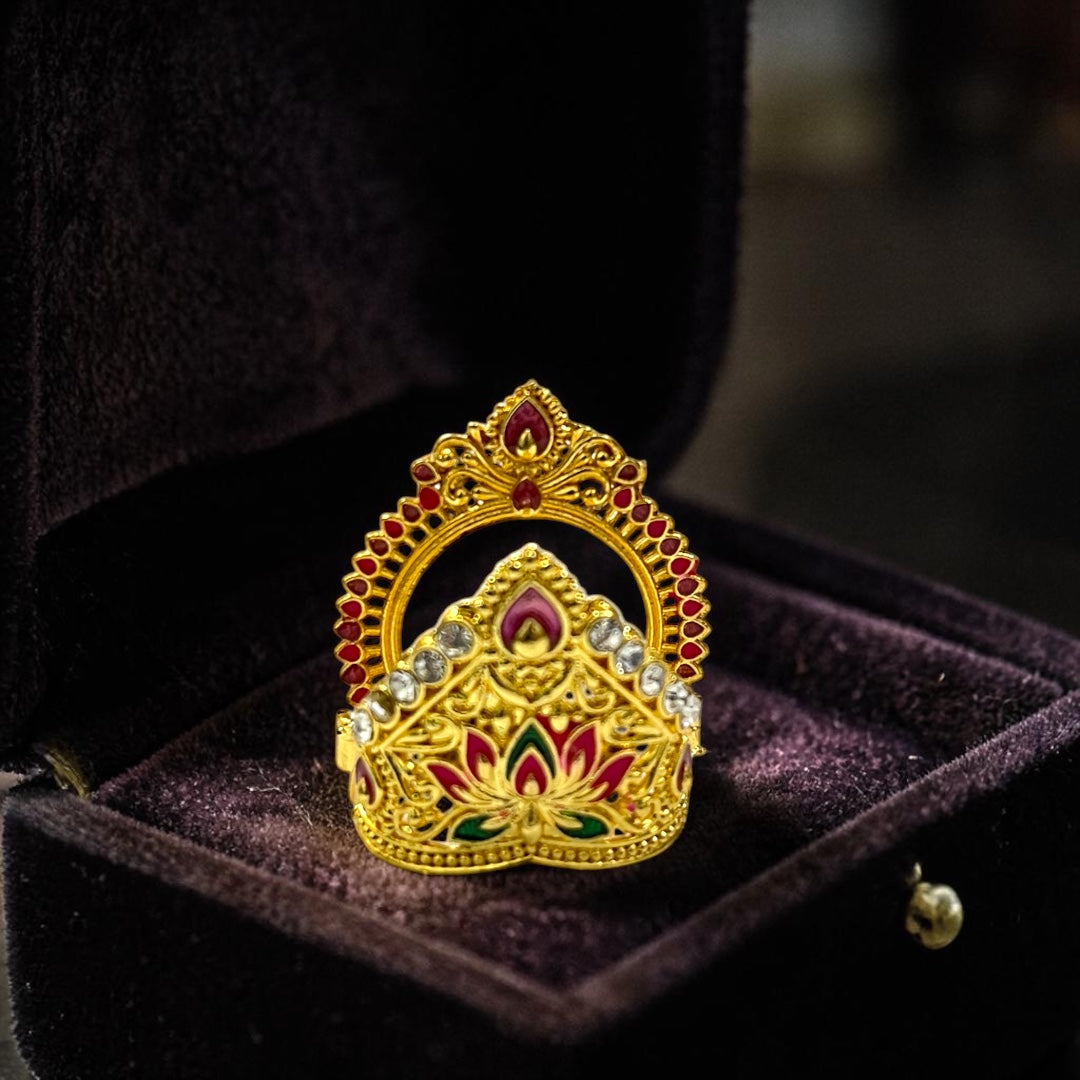 Exquisite Lotus Design Meenakari Metal Mukut M-122 for Deity Idols