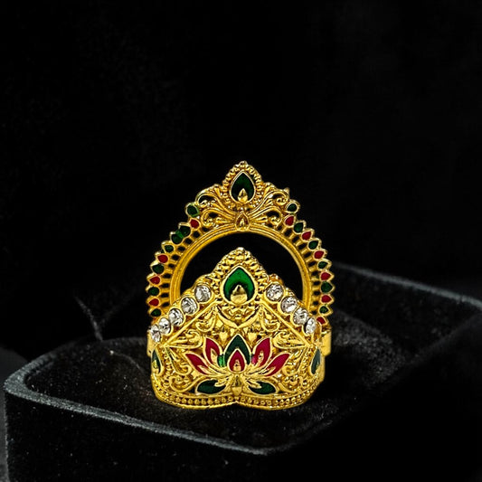 Exquisite Lotus Design Meenakari Metal Mukut M-122 for Deity Idols